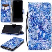 Voor Samsung Galaxy S9 Gekleurd tekeningpatroon Horizontaal Flip TPU + PU lederen hoesje met houder & kaartsleuven & portemonnee & lanyard (blauw windgong)