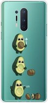 Voor OnePlus 8 Pro gekleurd tekenpatroon zeer transparant TPU beschermhoes (avocado)