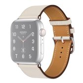 Voor Apple Watch Series 6 & SE & 5 & 4 44mm / 3 & 2 & 1 42mm vervangende lederen band horlogeband (roomwit)