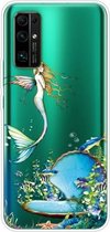 Voor Huawei Honor 30S schokbestendig geverfd transparant TPU beschermhoes (zeemeermin)