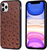 Struisvogelstructuur lederen beschermhoes voor iPhone 11 Pro (bruin)