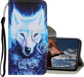 Gekleurde tekening patroon horizontaal Flip PU lederen tas met houder & kaartsleuven & portemonnee & lanyard voor iPhone XS Max (Rose Wolf)