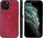 Voor iPhone 12 Pro Max Fierre Shann Crocodile Texture PU lederen beschermhoes met kaartsleuf (rood)