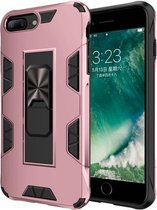 Voor iPhone 8 Plus & 7 Plus Armor schokbestendig TPU + PC magnetische beschermhoes met onzichtbare houder (roségoud)