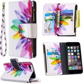 Voor iPhone 6s & 6 gekleurde tekening patroon rits horizontale flip lederen tas met houder & kaartsleuven & portemonnee (zonnebloem)