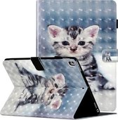 Voor iPad 10.2 inch 3D-patroon horizontale flip lederen tas met kaartsleuven & houder & slaap / wekfunctie (kat)