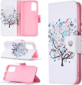 Voor Xiaomi Poco M3 Gekleurde tekening patroon Horizontale flip lederen tas met houder & kaartsleuven & portemonnee (boom)