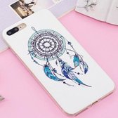 Voor iPhone 8 Plus & 7 Plus Noctilucent IMD Feather Pattern Soft TPU Back Case Protector Cover