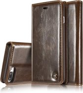 CaseMe-003 voor iPhone 8 Plus & 7 Plus PU + PC Business Style Crazy Horse Texture Horizontale flip lederen tas met houder & kaartsleuven & portemonnee (bruin)