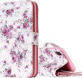 Voor iPhone X / XS Rose Pattern Horizontale Flip Leather Case met houder & kaartsleuven & portemonnee & fotolijst