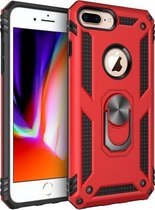 Sergeant Armor Shockproof TPU + PC beschermhoes voor iPhone 7/8 Plus, met 360 graden rotatiehouder (rood)