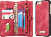 CaseMe voor iPhone 6 & 6s multifunctionele lederen billfold met afneembare magnetische pc-achterkant beschermhoes & 10 kaartsleuven & 3 geldsleuven & 2 fotolijsten & 1 ritsportemonnee & 3 mag