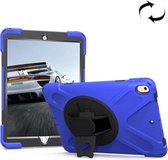 Voor iPad Pro 10,5 inch 360 graden rotatie pc + siliconen beschermhoes met houder en handriem (donkerblauw)