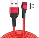 KUULAA KL-O140 1 m USB naar micro-USB-hoekkop magnetische oplaadgegevenskabel (rood)