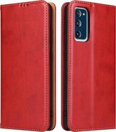 Voor Samsung Galaxy S20 FE Fierre Shann PU lederen textuur horizontale flip lederen tas met houder & kaartsleuven & portemonnee (rood)