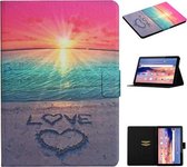 Voor Huawei MediaPad T5 Gekleurd tekeningpatroon Horizontale flip lederen hoes met houder en kaartsleuven (zonsopgang)