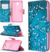 Voor Nokia 1.3 Gekleurde Tekening Patroon Horizontale Flip Leren Case met Houder & Kaartsleuven & Portemonnee (Plum Blossom)