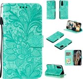 Voor Huawei Honor Play 4T Pro Kant Bloem Horizontale Flip Leren Case met Houder & Kaartsleuven & Portemonnee & Fotolijst (Groen)