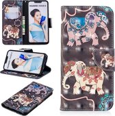 3D Gekleurde Tekening Patroon Horizontale Flip Leren Case voor Huawei Nova 3i & P Smart Plus, met Houder & Kaartsleuven & Portemonnee (Twee Olifanten)