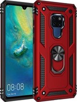 Voor Huawei Mate 20 Armor schokbestendig TPU + pc beschermhoes met 360 graden rotatiehouder (rood)