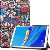 Gekleurde patroontekening horizontale flip PU lederen hoes voor Huawei MediaPad M6 8.4 2019, met drievoudige houder en slaap- / wekfunctie (graffiti)