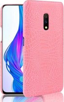 Schokbestendige krokodiltextuur pc + PU-hoes voor OPPO K3 / Realme X (roze)