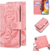 Voor LG Velvet / G9 Tiger Embossing Pattern Horizontale Flip lederen tas met houder & kaartsleuven & portemonnee (roze)