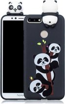 Voor Huawei Honor 7A schokbestendige cartoon TPU beschermhoes (drie panda's)