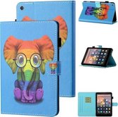 Voor Amazon Kindle Fire HD10 2015/2017/2019 Gekleurde Tekening Stiksels Horizontale Flip Leren Case met Houder & Kaartsleuf & Slaap / Wekfunctie (Kleurrijke Olifant)
