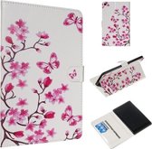 Voor Amazon Kindle HD8 2016/2017/2018 Gekleurde Tekening Patroon Horizontale Flip PU Lederen Case met Houder & Kaartsleuven (Vlinder Liefde Bloem)