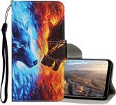Voor Huawei Honor 8X Gekleurde Tekening Patroon Horizontale Flip Leren Case met Houder & Kaartsleuven & Portemonnee (Flame Wolf)
