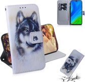 Voor Huawei P Smart 2020 Gekleurde Tekening Horizontale Flip Leren Case met Houder & Kaartsleuf & Portemonnee (Witte Wolf)