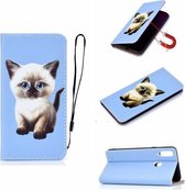 Voor Huawei Y6p Pure Color Painting Horizontale Flip Leather Case met Card Slot & Holder (Cat)