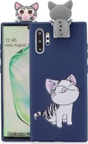 Voor Galaxy Note 10 Pro Cartoon schokbestendige TPU beschermhoes met houder (kat)
