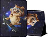 Voor Huawei MatePad T8 Gekleurde Tekening Horizontale Flip Lederen Case met Houder & Kaartsleuven (Skateboard Kat)