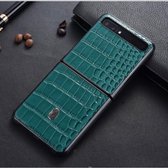 Voor Galaxy Z Flip Split Shockproof Full Coverage Leather Case (Green Crocodile)