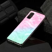 Voor Galaxy A41 Marble Pattern Soft TPU beschermhoes (roze groen)