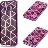 Voor Galaxy S8 Plating Marble Pattern Soft TPU beschermhoes (paars)