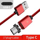 2 STUKS ESSAGER Smartphone Snel opladen en datatransmissie magnetische kabel, kleur: rood Type C kabel (1 m)
