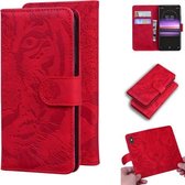 Voor Sony Xperia 1 Tiger Embossing Pattern Horizontale Flip lederen tas met houder & kaartsleuven & portemonnee (rood)