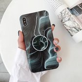 Glanzende marmeren opvouwbare beugel TPU-hoesje voor iPhone XR (Z14)