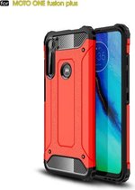 Voor Motorola One Fusion + Magic Armor TPU + pc combinatiebehuizing (rood)