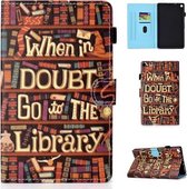 Voor Amazon Kindle Fire HD 8 Gekleurde tekening stiksels Horizontale flip lederen tas, met houder en kaartsleuven (bibliotheek)