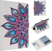 Voor iPad 4/3/2 Gekleurd tekeningpatroon Horizontaal Flip PU-lederen hoes met houder en kaartsleuven (halve bloem)