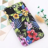 Voor iPhone 11 Pro Max Flower Pattern TPU Protecitve Case (Black Background Flower)