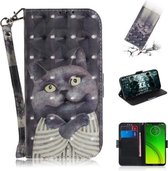 3D Schilderen Patroon Gekleurde Tekening Horizontale Flip Leren Case met Houder & Kaartsleuven & Portemonnee Voor Motorola Moto G7 Power (Hug Cat)