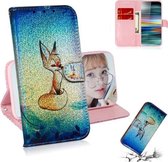 Voor Sony Xperia 10 Gekleurd tekeningpatroon Kleurrijke magnetische gesp Horizontale flip PU lederen tas met houder & kaartsleuven & portemonnee & lanyard (Fox)