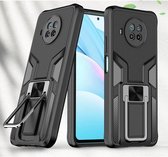 Voor Xiaomi Mi 10T Lite 5G Armor 2 in 1 PC + TPU magnetisch schokbestendig hoesje met opvouwbare houder (zwart)