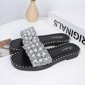 Strass Woordslijtage antislip strandslippers, schoenmaat: 38 (zilver)