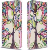 Voor Galaxy A51 Gekleurde tekening patroon Horizontale flip lederen tas met houder & kaartsleuven & portemonnee (Life Tree)